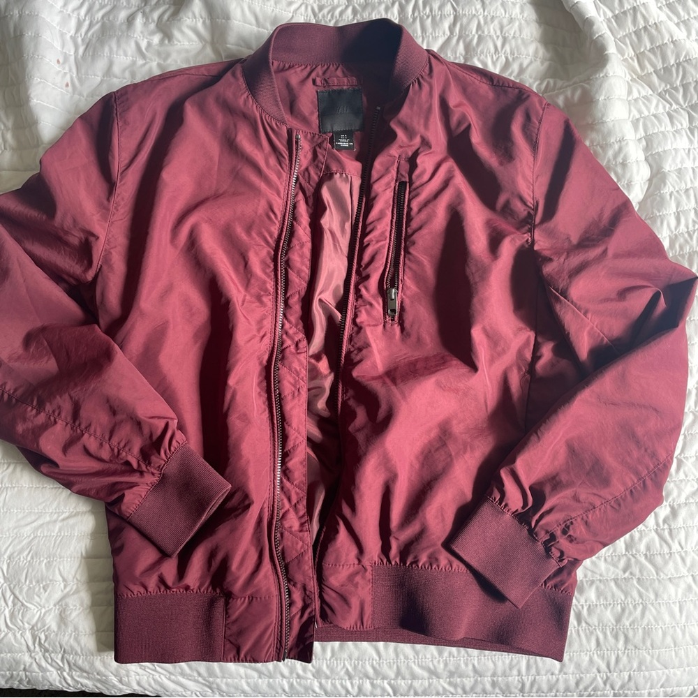H&M Burgundy Bomber Jacket